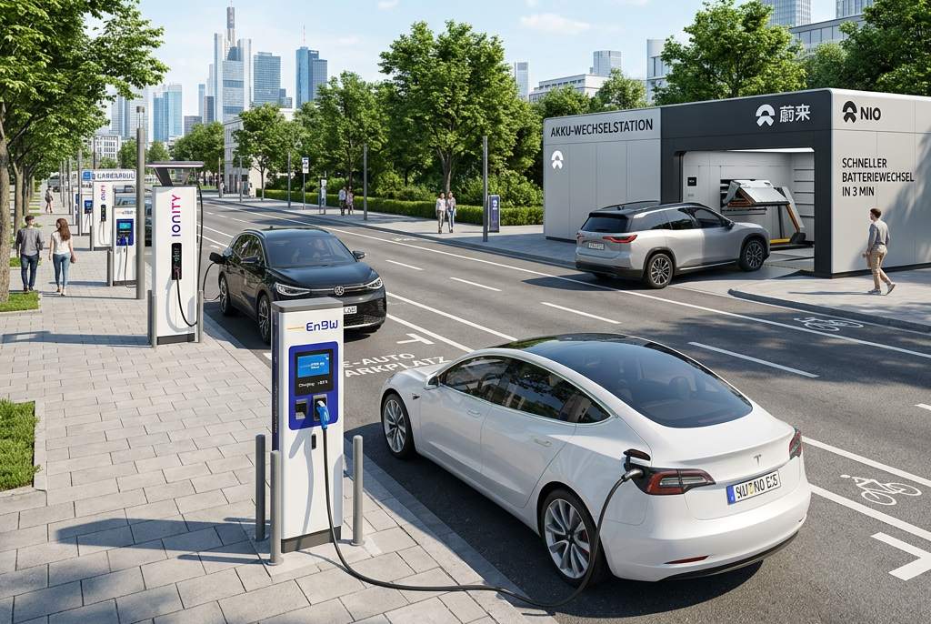 Verbaute Gehwege und Strassen auf der einen Seite. Viel Platz mit bequemerer Technologie auf der anderen.